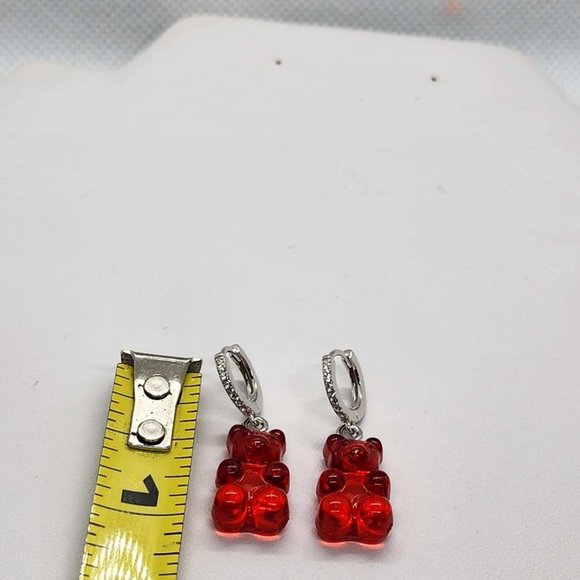 Brand New Sterling Silver 925 RED Teddy Bear Huggy Earrings - Picture 4 of 4